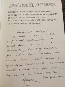 Carta de AMLO para embajadora de México y diplomáticos tras visita a EU