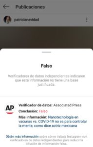 Instagram “censura” a Paty Navidad por publicar Fake News sobre el Covid-19
